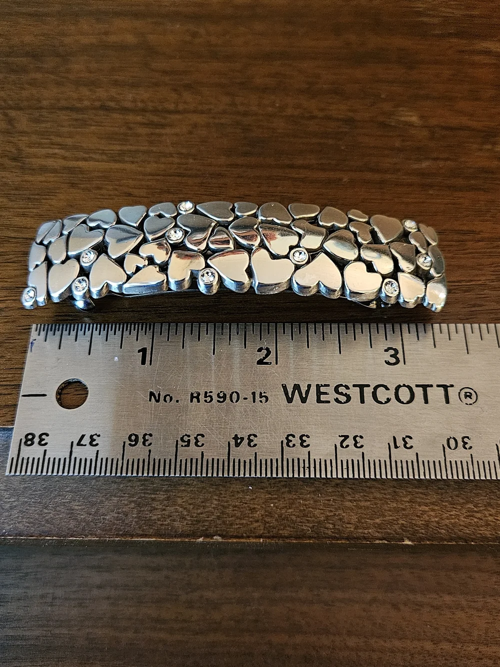Brighton Silver-plated Le Beau Heart Barette with Crystal Accents